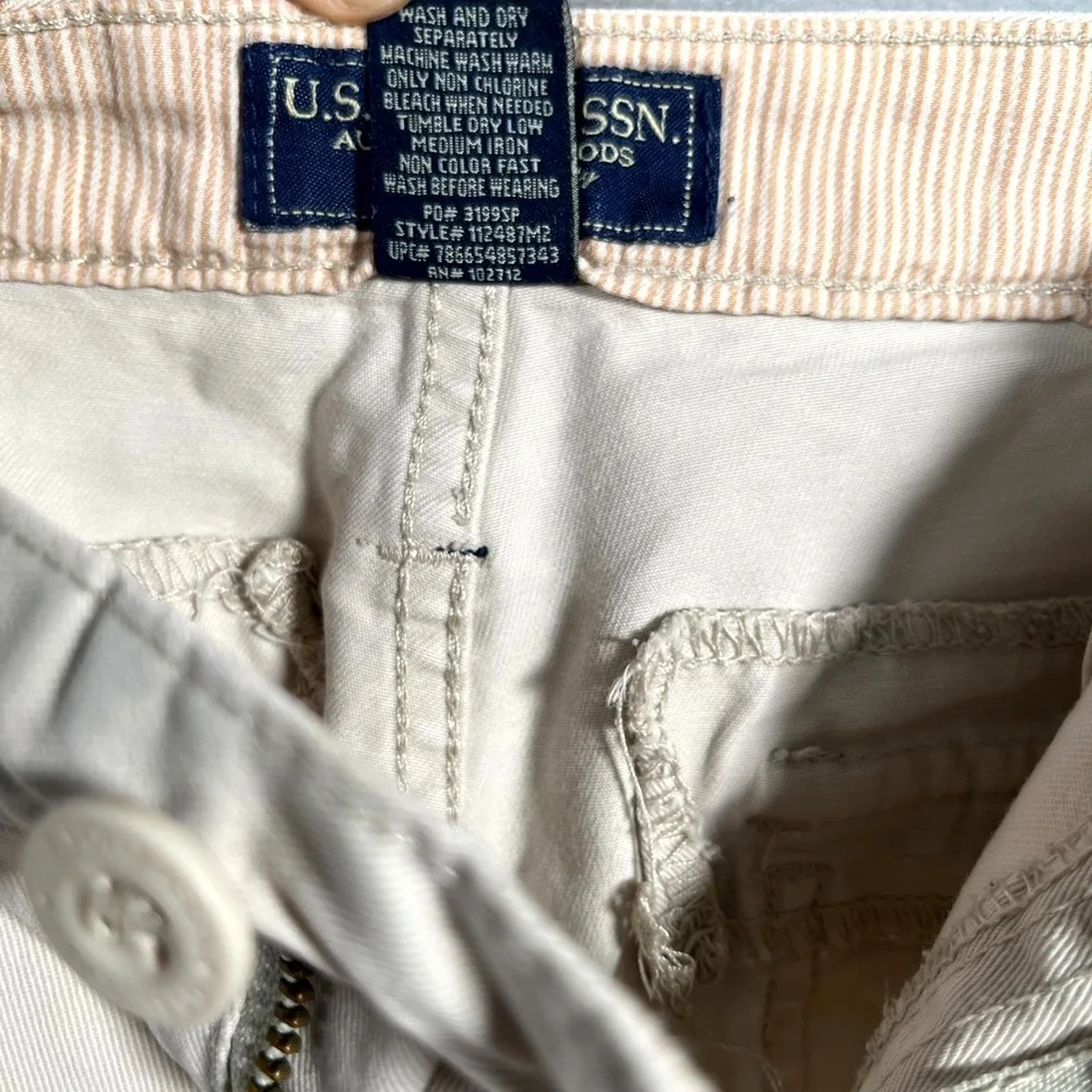 U.S Polo Assn. Authentic Goods Cargo Shorts Mens 35W Beige Nylon‎ Hiking Outdoor